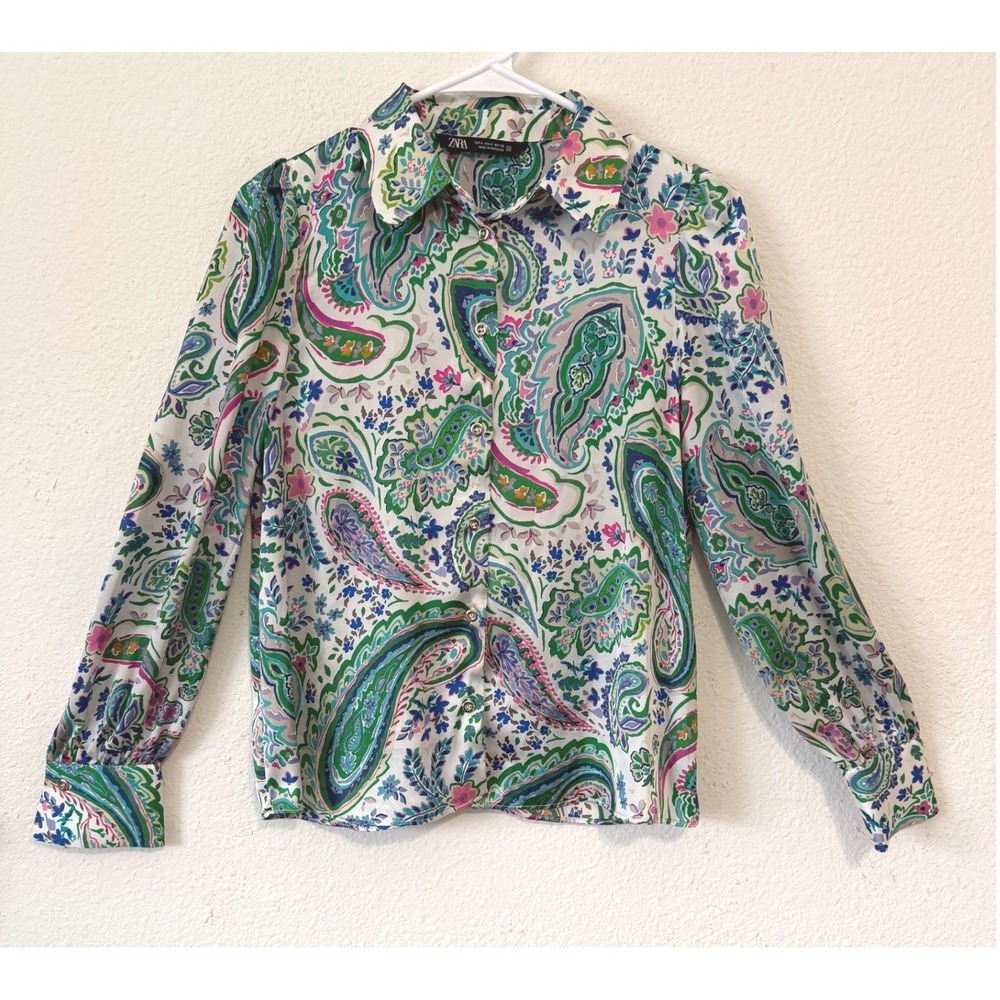 ZARA Blouse Small Paisley Boho Cottagecore Corpcore Feminine‎ Colorful